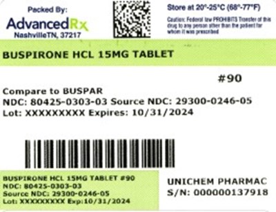 Buspirone HCL 15mg 80425-0303-03.jpg label 3 - Buspirone HCL 15mg 80425 0303 03